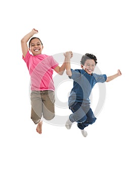 Active Happy Kids Jumping with Joy