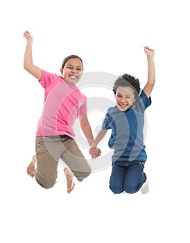 Active Joyful Kids Jumping with Joy