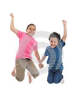 Active Joyful Kids Jumping with Joy photo