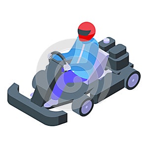 Active kart driver icon isometric vector. Fast cart lap