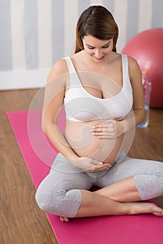 Active lady at antenatal class