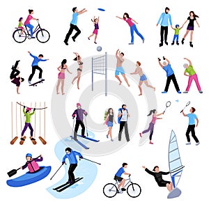 Active Leisure People Icons Set