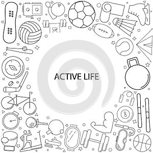 Active life background from line icon