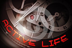 Active Life on the Vintage Wristwatch Mechanism. 3D.