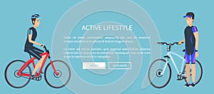 Active Lifestyle Bicyclists Vector Illustration