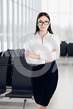 Active lifestyle of mixed ethnicity career business woman walking to work place office