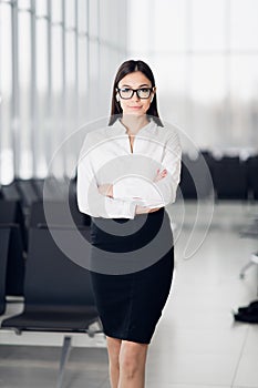 Active lifestyle of mixed ethnicity career business woman walking to work place office
