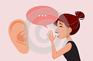 Active Listening Conceptual Vector Image of a Woman Whispering Something