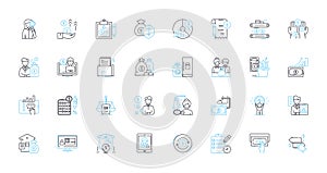 Active Listening linear icons set. Empathy, Concentration, Open-mindedness, Patience, Communication, Feedback