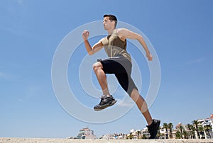 Active man running exercise workout outside