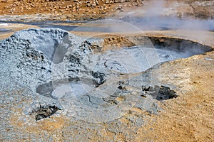 Active mud pulls of Hverarond hydrothermal site in Northern Island photo