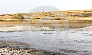 Active mud volcano, volcanic landscape
