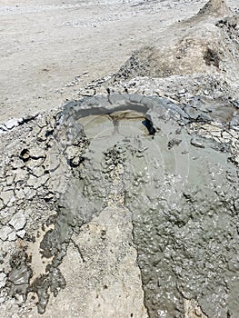 Active mud volcanoes in Gobustan desert, Azerbaijan