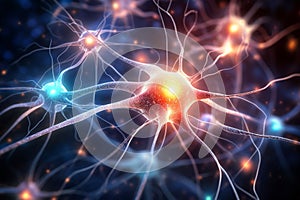 active nerve cells.Human brain stimulation or activity with neuron