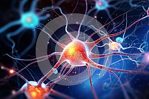 active nerve cells.Human brain stimulation or activity with neuron