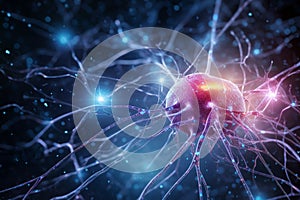 active nerve cells.Human brain stimulation or activity with neuron