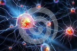 active nerve cells.Human brain stimulation or activity with neuron