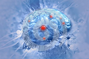 Active nerve cells on scientific background