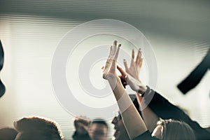 Active participants of the business forum, supporting their speaker with gestures