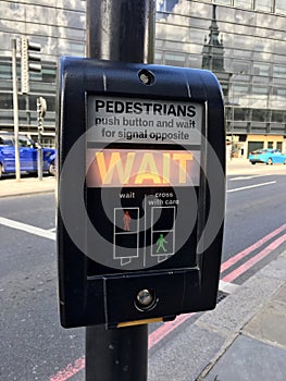 Pedestrian wait sign, UK