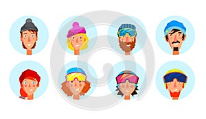 Active people avatar set.