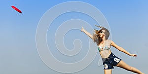 Active People Playing Frisbee Catch Concept