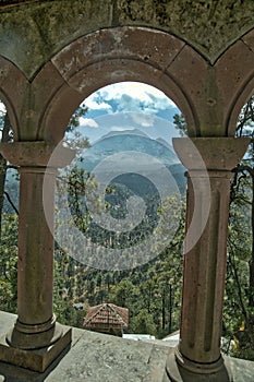 Active Popocatepetl volcano in Mexico