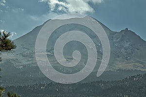 Active Popocatepetl volcano in Mexico