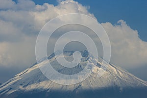 Active Popocatepetl volcano in Mexico