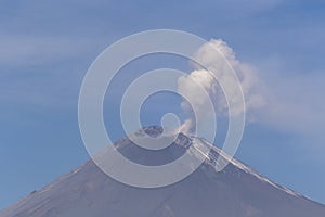 Active Popocatepetl volcano in Mexico