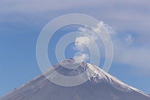 Active Popocatepetl volcano in Mexico