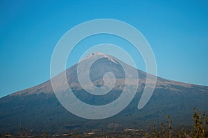 Active Popocatepetl volcano in Mexico