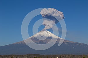Active Popocatepetl volcano in Mexico,fumarole