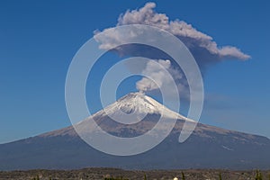 Active Popocatepetl volcano in Mexico,fumarole