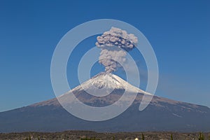 Active Popocatepetl volcano in Mexico,fumarole