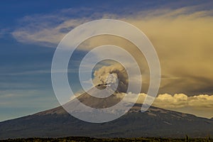 Active Popocatepetl volcano in Mexico,fumarole