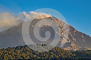 Active Popocatepetl volcano puebla mexico
