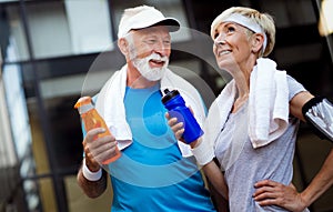 Active senior couple engaging in healthy sports activies