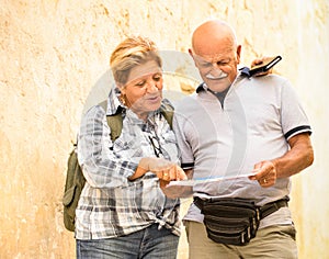 Active senior couple exploring old town of La Valletta Malta