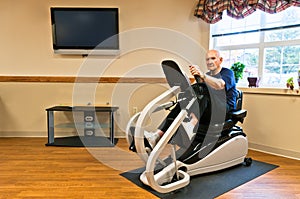 Active Senior Exercising in Gym photo