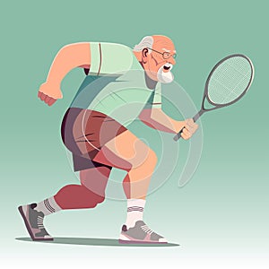 Active senior man, old man playing tennis, active lifestyle
