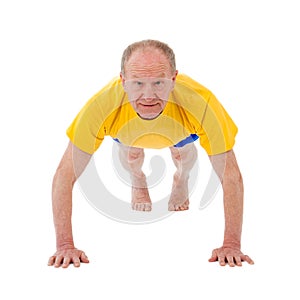 Active senior man. Push Ups