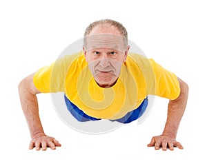 Active senior man. Push Ups