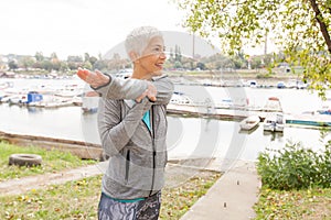 Active Senior Woman Doing Fitness Exercise