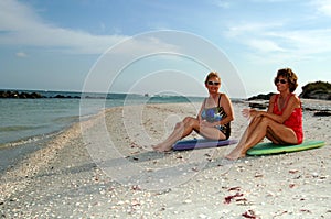 Active senior women at beach