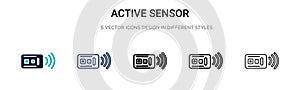 Active sensor icon in filled, thin line, outline and stroke style. Vector illustration of two colored and black active sensor photo