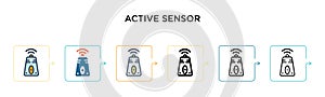Active sensor vector icon in 6 different modern styles. Black, two colored active sensor icons designed in filled, outline, line photo