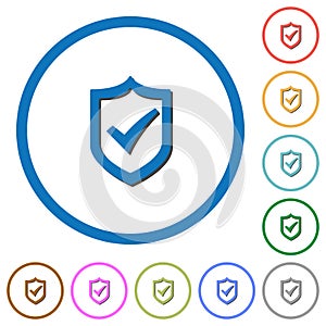 Active shield icons with shadows and outlines