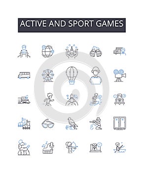 Active and sport games line icons collection. Dominance, Power, Elite, Authority, Superiority, Hegemony, Leadership photo