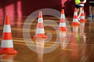 Active sport games. Sport relay. Cones